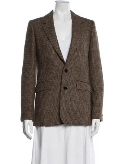 Pre-owned Celine Wool Tweed Pattern Blazer In Brown