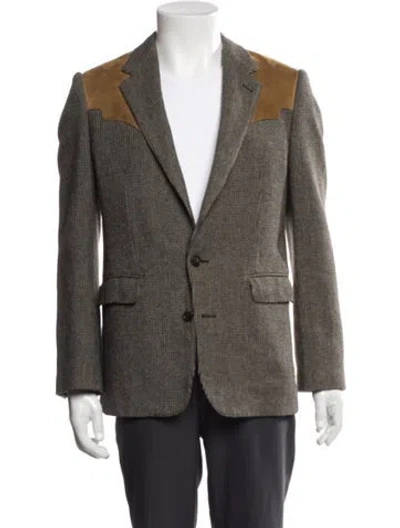 Pre-owned Celine Wool Tweed Pattern Blazer In Green