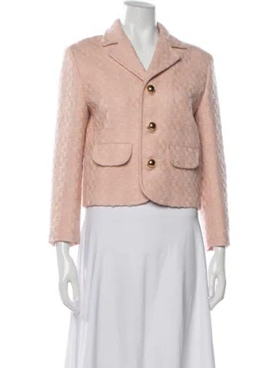 Pre-owned Celine Wool Tweed Pattern Blazer In Pink