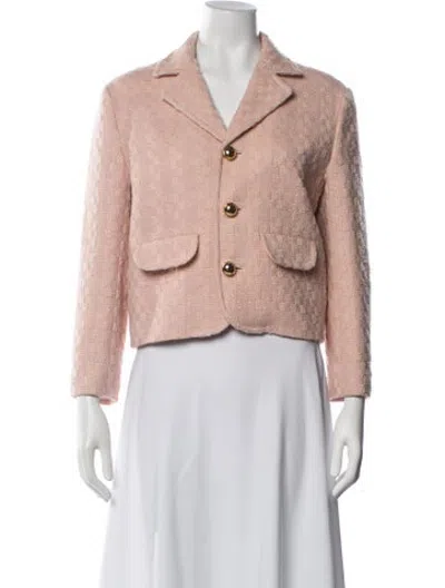Pre-owned Celine Wool Tweed Pattern Blazer W/ Tags In Pink