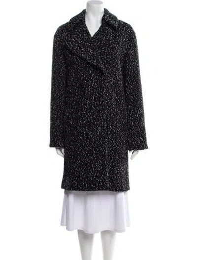 Pre-owned Celine Wool Tweed Pattern Coat In Black