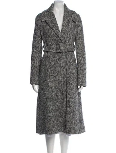 Pre-owned Celine Wool Tweed Pattern Coat In Black/white