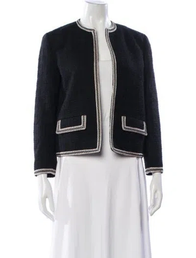 Pre-owned Celine Wool Tweed Pattern Jacket In Black