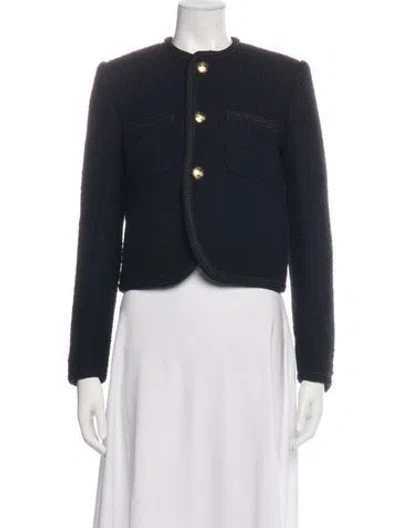 Pre-owned Celine Wool Tweed Pattern Jacket In Black