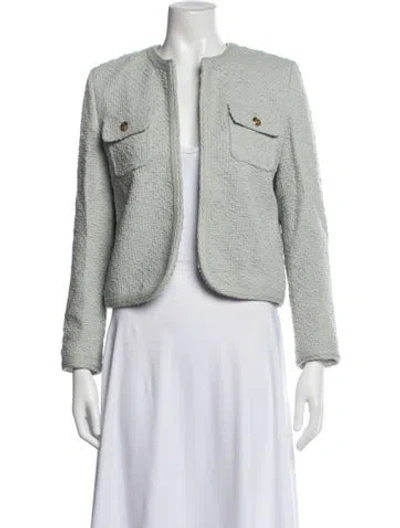 Pre-owned Celine Wool Tweed Pattern Jacket In Green