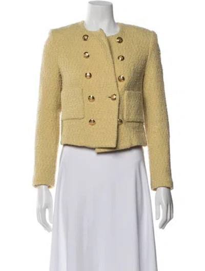 Pre-owned Celine Wool Tweed Pattern Jacket In Yellow