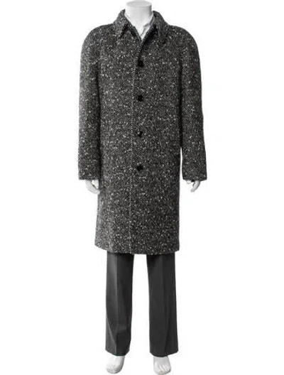 Pre-owned Celine Wool Tweed Pattern Overcoat W/ Tags In Gray