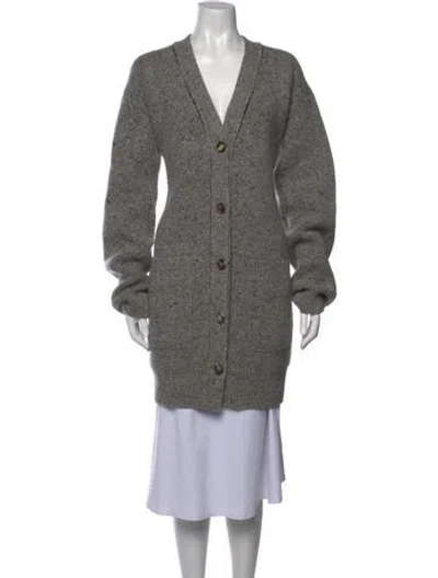 Pre-owned Celine Wool Tweed Pattern Sweater In Grey