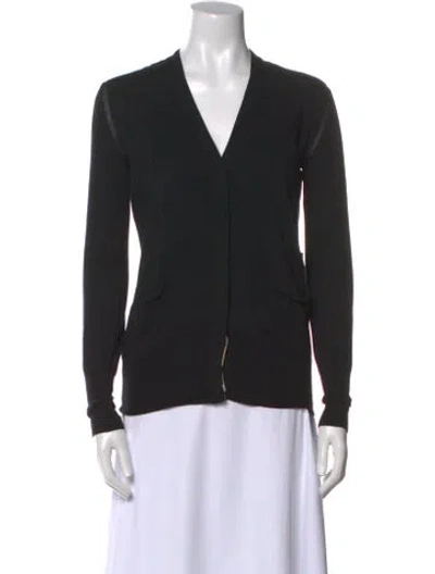 Pre-owned Celine Wool V-neck Sweater In Black