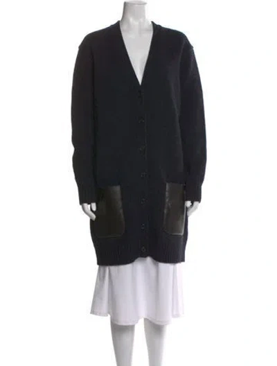 Pre-owned Celine Wool V-neck Sweater In Black