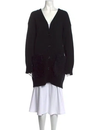 Pre-owned Celine Wool V-neck Sweater In Black