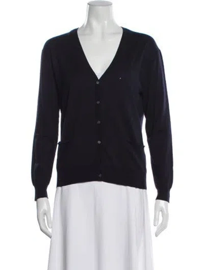 Pre-owned Celine Wool V-neck Sweater In Blue