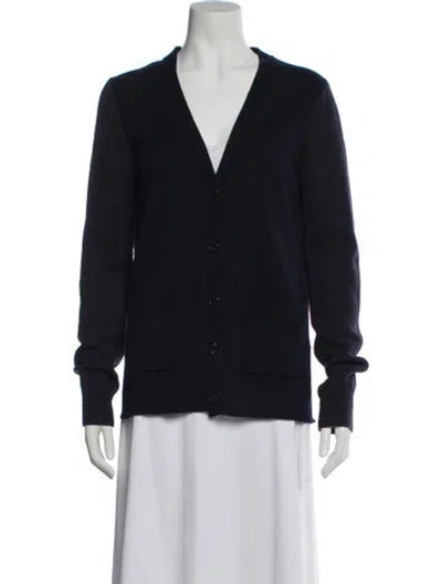 Pre-owned Celine Wool V-neck Sweater In Blue