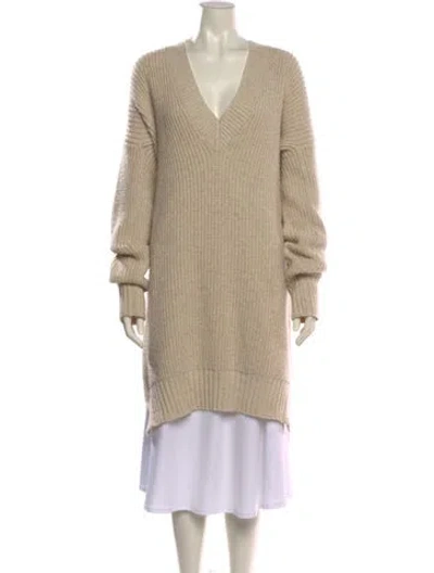 Pre-owned Celine Wool V-neck Sweater In Neutral