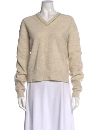 Pre-owned Celine Wool V-neck Sweater In Neutral