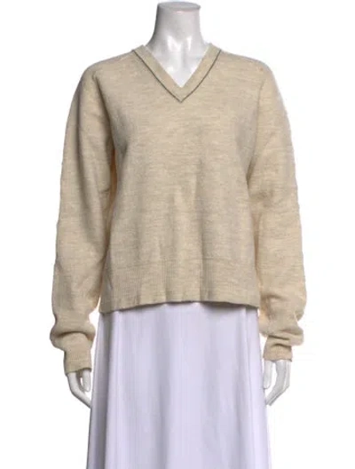 Pre-owned Celine Wool V-neck Sweater In Neutrals