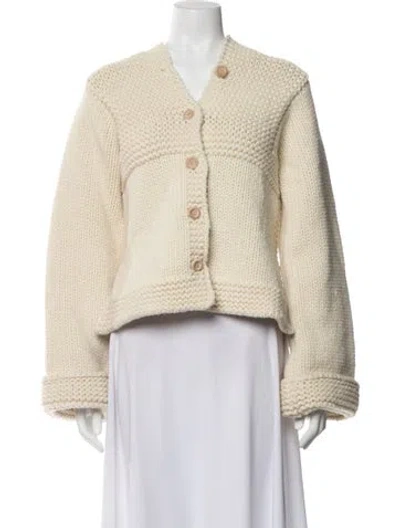 Pre-owned Celine Wool V-neck Sweater In Neutrals