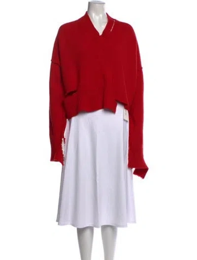 Pre-owned Celine Wool V-neck Sweater In Red