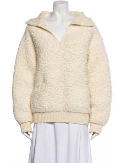 Pre-owned Celine Wool V-neck Sweater W/ Tags In Neutral