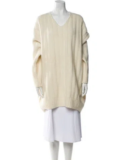 Pre-owned Celine Wool V-neck Sweater W/ Tags In Neutral