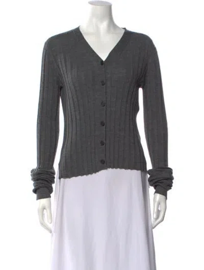 Pre-owned Celine Wool V-neck Top In Grey