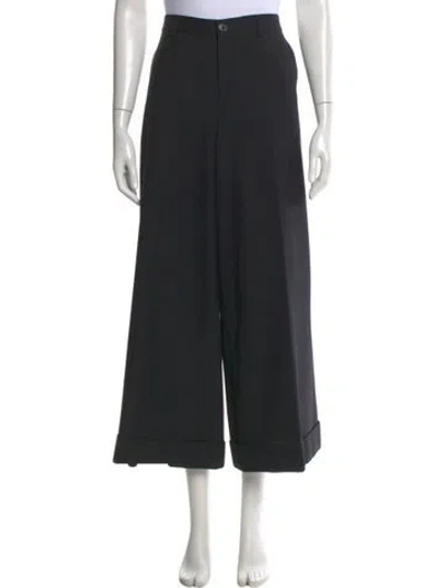 Pre-owned Celine Wool Wide Leg Pants In Black