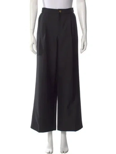 Pre-owned Celine Wool Wide Leg Pants In Black