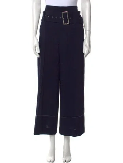 Pre-owned Celine Wool Wide Leg Pants In Blue