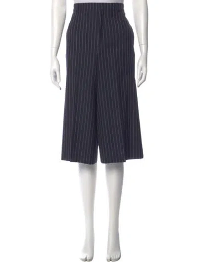 Pre-owned Celine Wool Wide Leg Pants In Blue