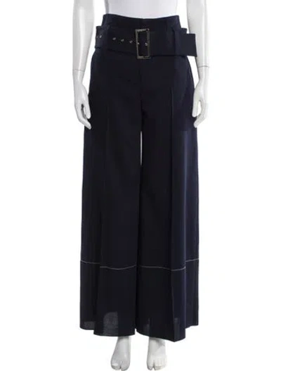 Pre-owned Celine Wool Wide Leg Pants In Blue