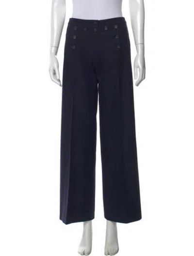 Pre-owned Celine Wool Wide Leg Pants In Blue
