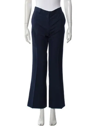 Pre-owned Celine Wool Wide Leg Pants In Blue