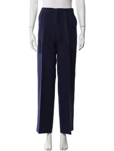 Pre-owned Celine Wool Wide Leg Pants In Blue