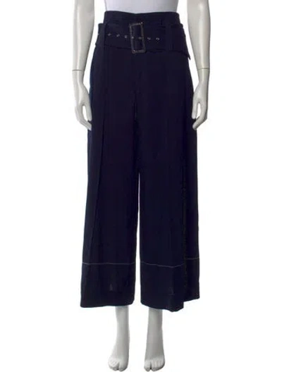 Pre-owned Celine Wool Wide Leg Pants In Blue