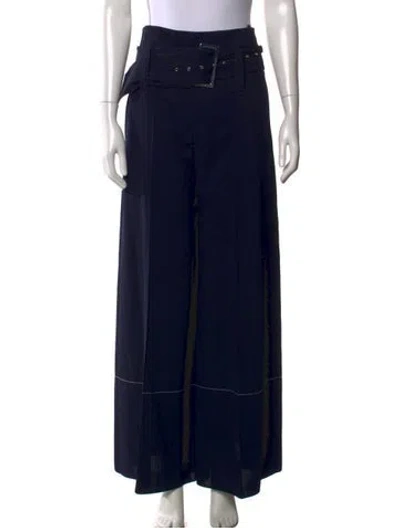 Pre-owned Celine Wool Wide Leg Pants In Blue