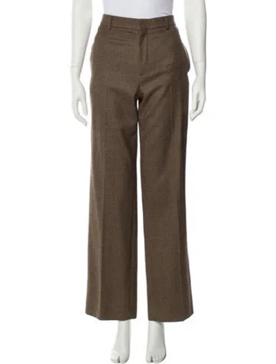 Pre-owned Celine Wool Wide Leg Pants In Brown