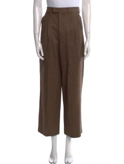 Pre-owned Celine Wool Wide Leg Pants In Brown