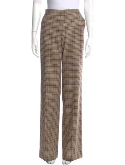 Pre-owned Celine Wool Wide Leg Pants In Brown