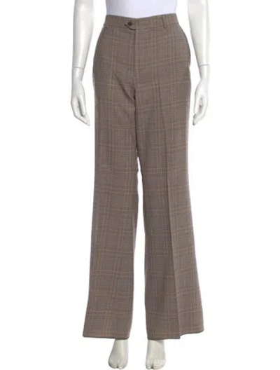 Pre-owned Celine Wool Wide Leg Pants In Brown