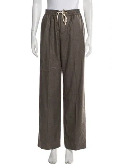 Pre-owned Celine Wool Wide Leg Pants In Brown