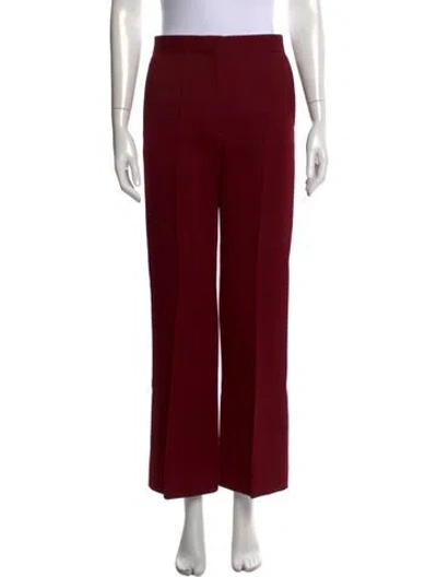 Pre-owned Celine Wool Wide Leg Pants In Burgundy