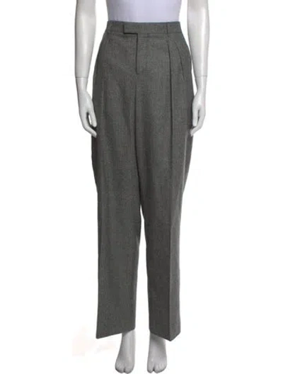 Pre-owned Celine Wool Wide Leg Pants In Gray