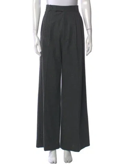 Pre-owned Celine Wool Wide Leg Pants In Gray