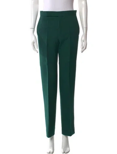 Pre-owned Celine Wool Wide Leg Pants In Green