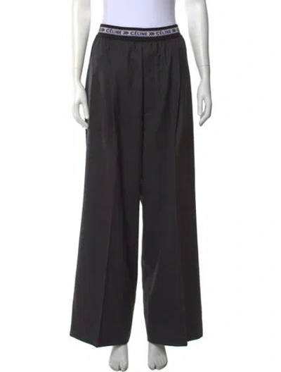 Pre-owned Celine Wool Wide Leg Pants In Grey