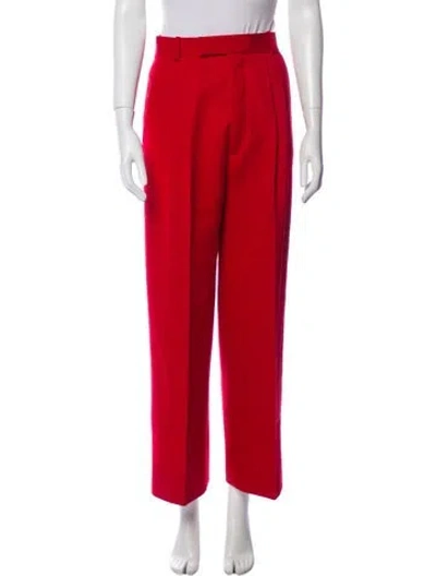 Pre-owned Celine Wool Wide Leg Pants In Red