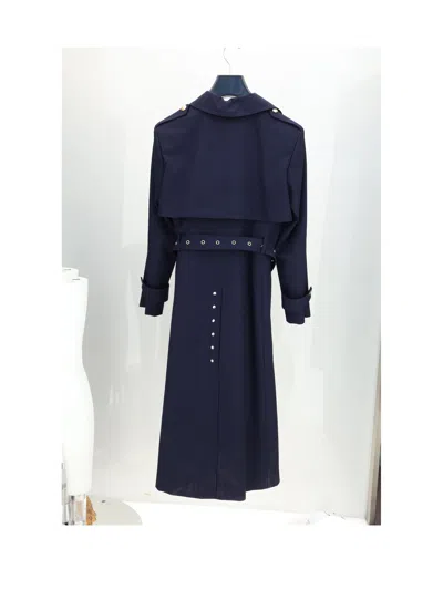 Celine Wool-blend Tuxedo Tailoring Trench Coat In Navy
