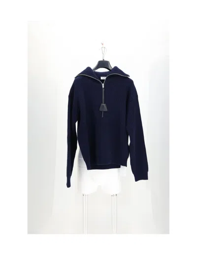 Celine Wool-cashmere Trucker Collar Sweater In Blue