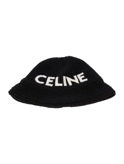 Pre-owned Celine Woven Beanie Hat In Black