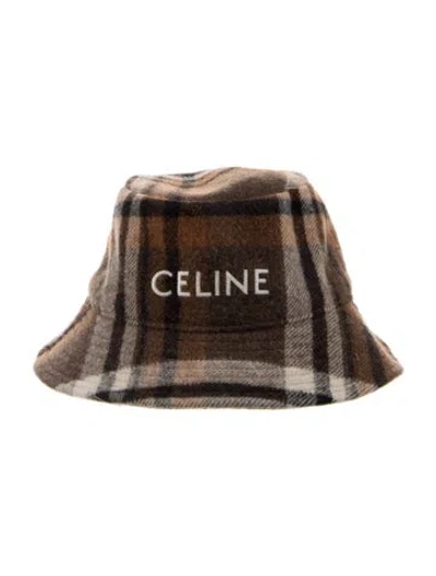 Pre-owned Celine Woven Plaid Bucket Hat In Neutral